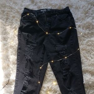 High rise womens distressed jeans